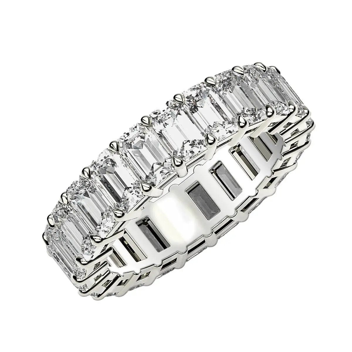 Emerald-cut lab-grown diamond eternity ring in 14k white gold with 2 cttw FG/VS2 on Tampa Home & Garden Store