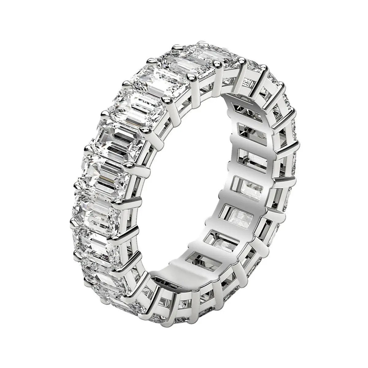 Emerald-cut lab-grown diamond eternity ring in 14k white gold, 2 ctw FG/VS2, by Bids.com on Tampa Home & Garden Store