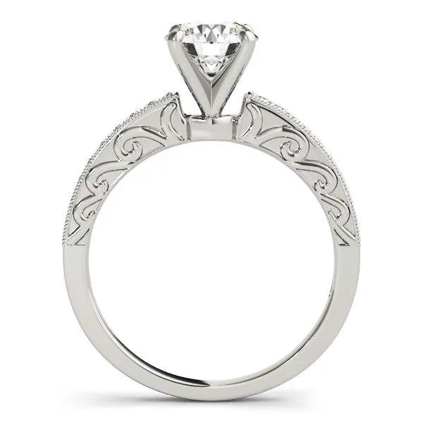 Engagement ring, 14k white gold solitaire diamond with filigree band on Tampa Home & Garden Store