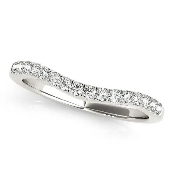 14k white gold curvy pave diamond wedding band, 1/5 cttw, diamond-studded ring on Tampa Home & Garden Store