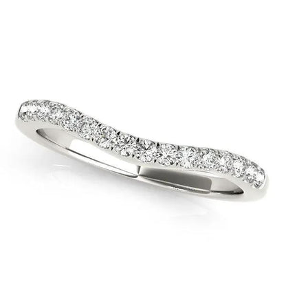 14k white gold curvy pave diamond wedding band, 1/5 cttw, diamond-studded ring on Tampa Home & Garden Store
