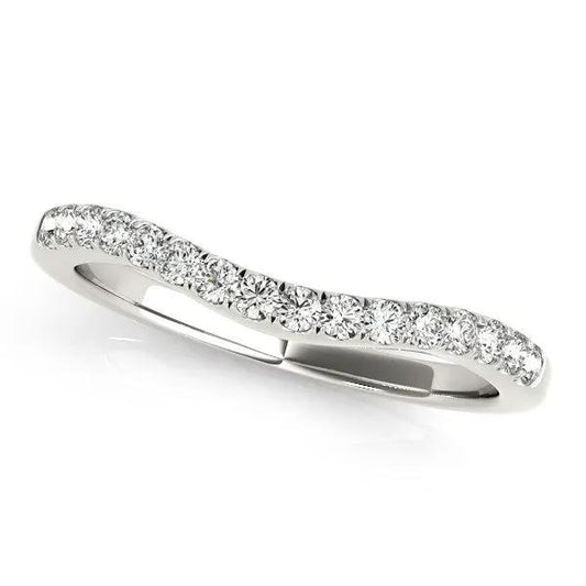 14k white gold curvy pave diamond wedding band, 1/5 cttw, diamond-studded ring on Tampa Home & Garden Store