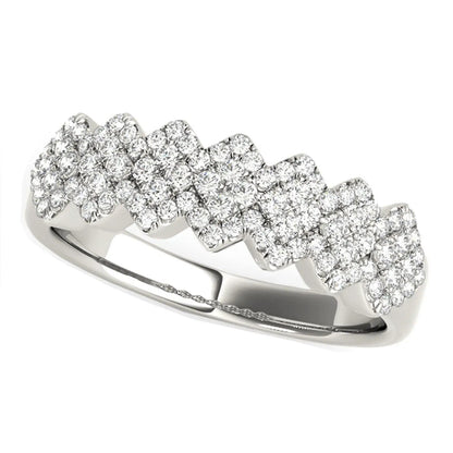Diamond studded wide multi-diagonal pattern ring in 14k white gold, 5/8 cttw by Bids.com on Tampa Home & Garden Store