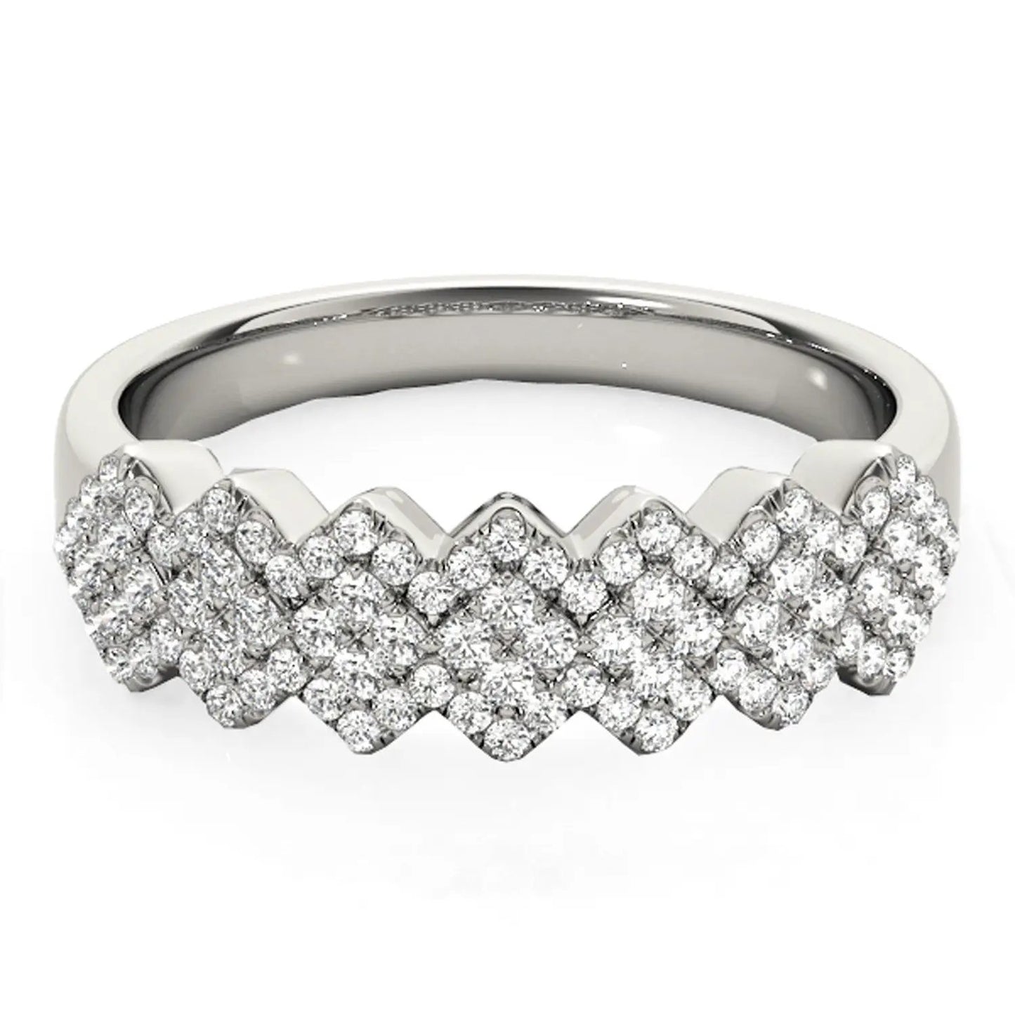 Diamond studded wide multi-diagonal pattern ring in 14k white gold 5/8 cttw by Bids.com on Tampa Home & Garden Store