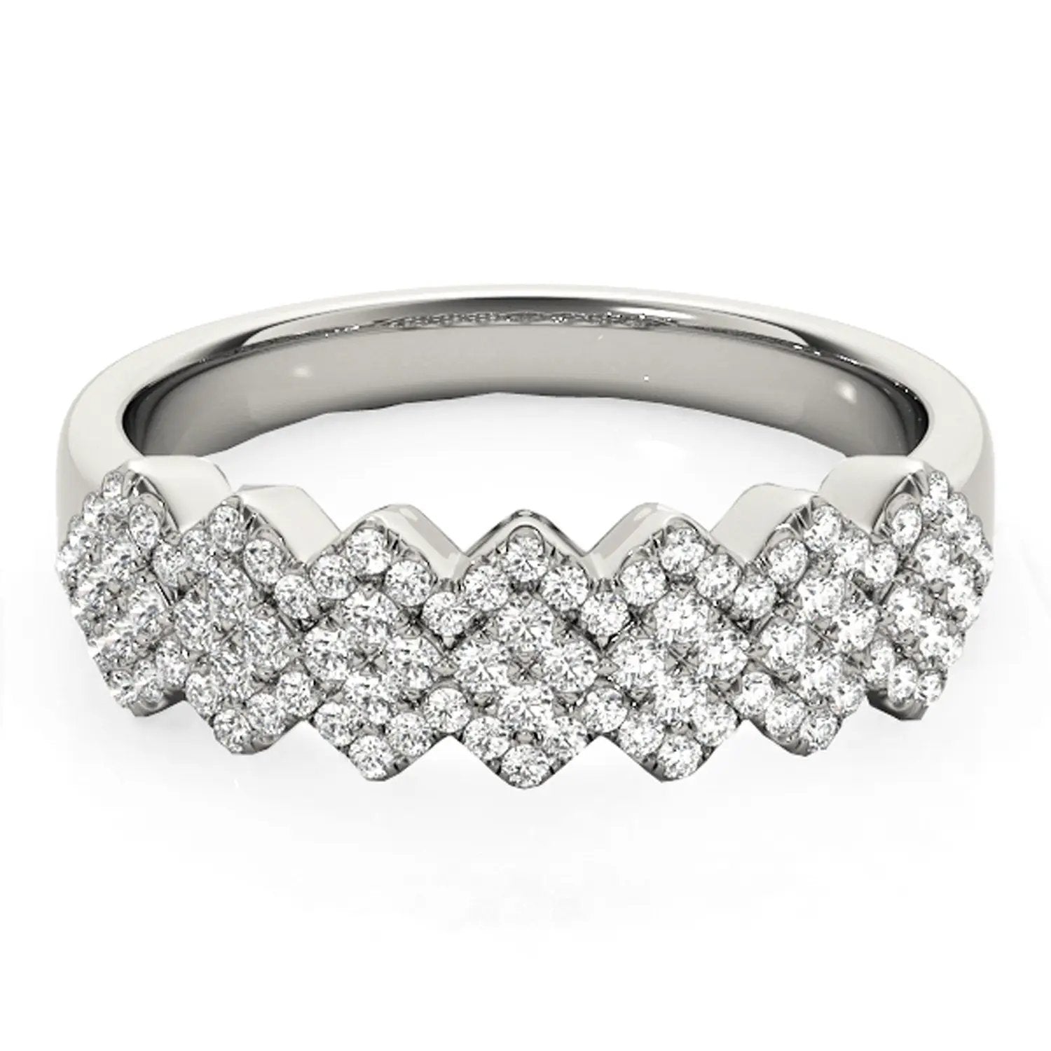 Diamond studded wide multi-diagonal pattern ring in 14k white gold 5/8 cttw by Bids.com on Tampa Home & Garden Store