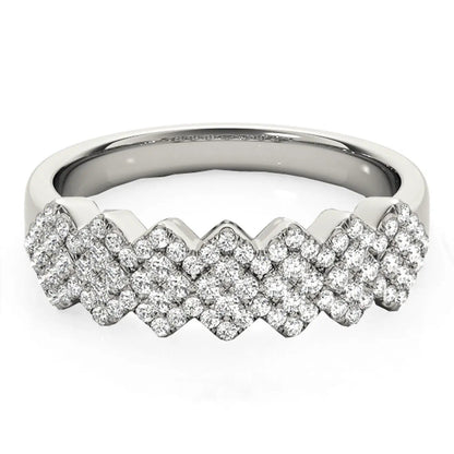 Diamond studded wide multi-diagonal pattern ring in 14k white gold 5/8 cttw by Bids.com on Tampa Home & Garden Store