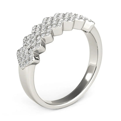 Diamond studded wide multi-diagonal ring in 14k white gold with pave diamonds by Bids.com on Tampa Home & Garden Store