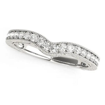 14k white gold curved diamond wedding band with bead border 1/4 cttw by Bids.com on Tampa Home & Garden Store