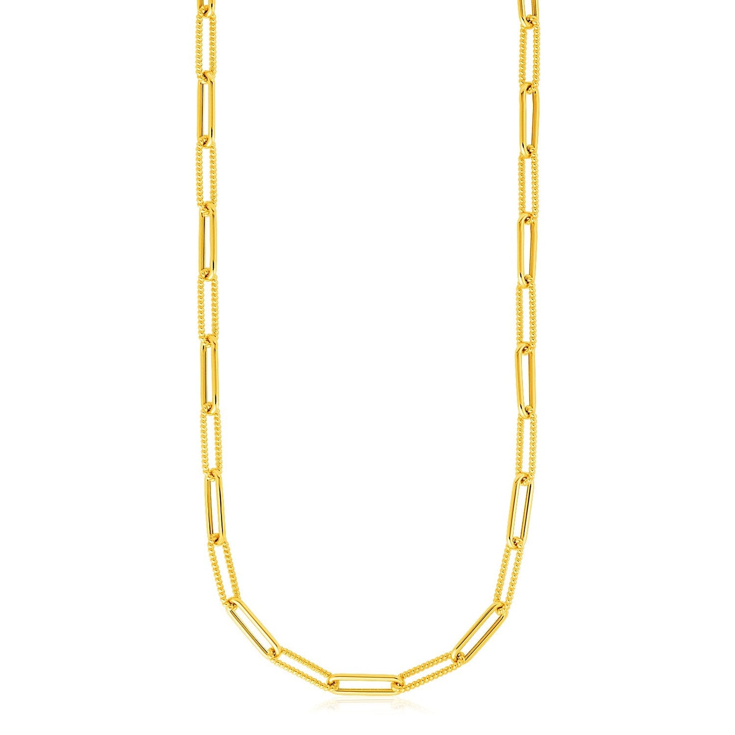 14k yellow gold textured paperclip chain necklace 3.5mm by Bids.com on Tampa Home & Garden Store