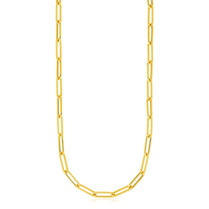 14k yellow gold textured paperclip chain necklace 3.5mm by Bids.com on Tampa Home & Garden Store