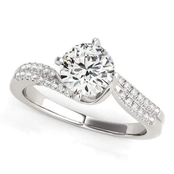 14k white gold spiral engagement ring with round center diamond and pavé band 1 1/8 cttw on Tampa Home & Garden Store