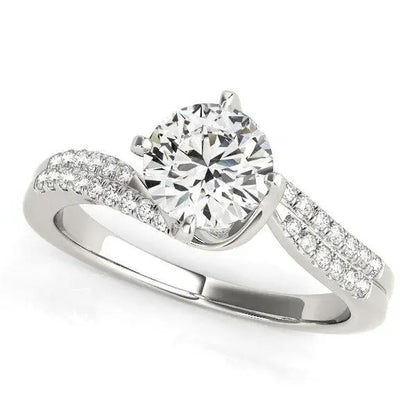 14k white gold spiral engagement ring with round center diamond and pavé band 1 1/8 cttw on Tampa Home & Garden Store