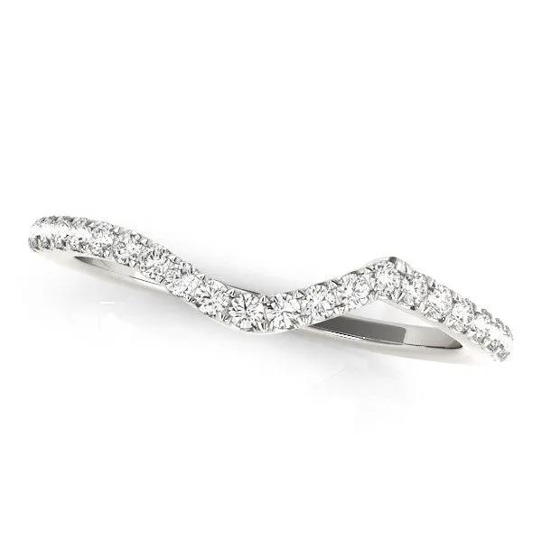 14k white gold curved diamond wedding band, 1/6 cttw, wave setting, by Bids.com on Tampa Home & Garden Store