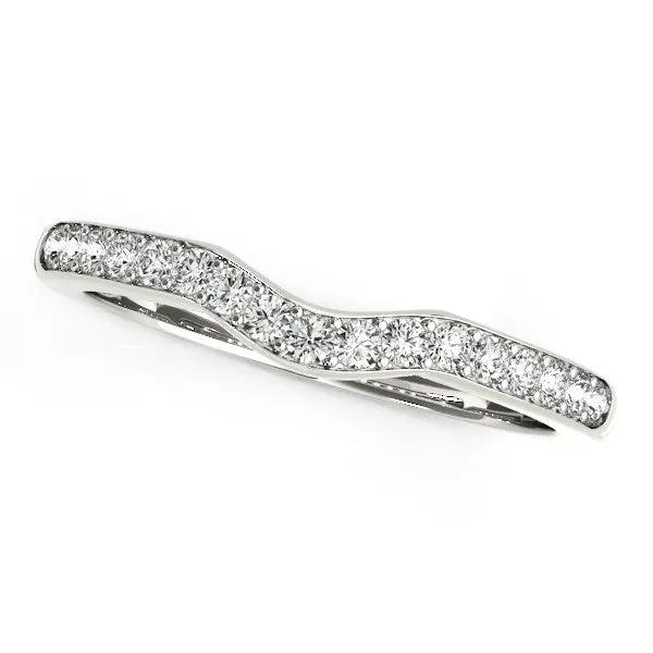 14k white gold curved wedding ring with pavé diamonds, 1/4 cttw, Bids.com on Tampa Home & Garden Store