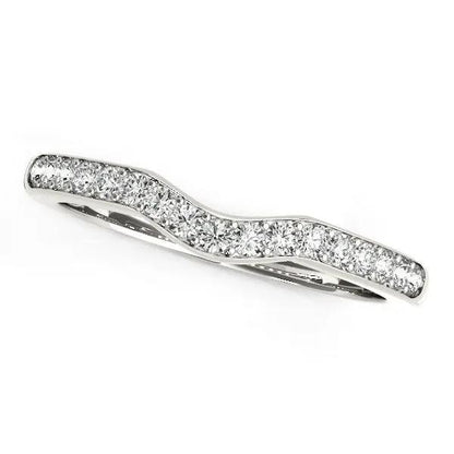 14k white gold curved wedding ring with pavé diamonds, 1/4 cttw, Bids.com on Tampa Home & Garden Store