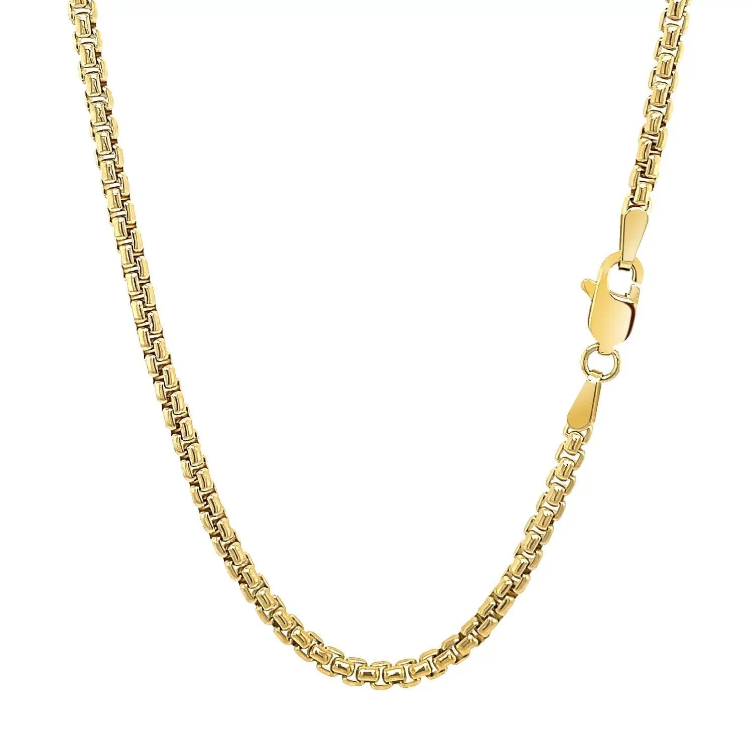 14k yellow gold solid box chain necklace 2.5 mm with lobster clasp on Tampa Home & Garden Store