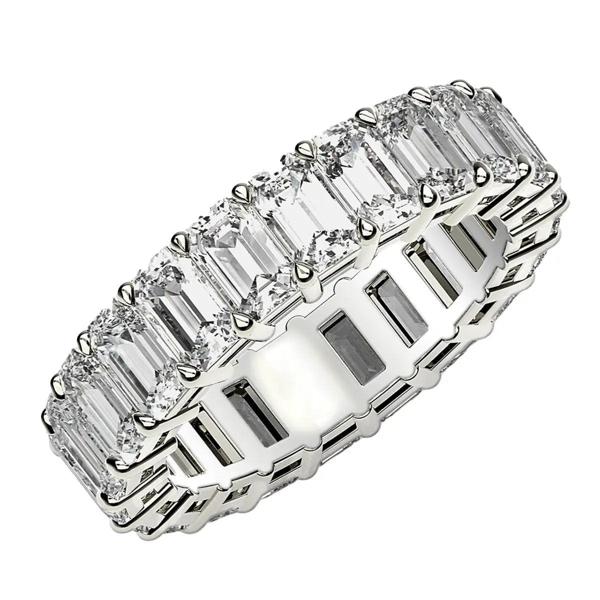 Emerald cut lab grown diamond eternity ring in 14k white gold, 4 cttw FG/VS2, Bids.com on Tampa Home & Garden Store