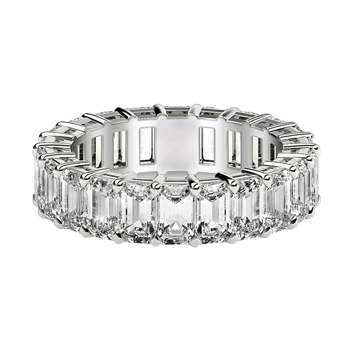 Emerald-cut lab-grown diamond eternity ring in 14k white gold, 4 cttw FG/VS2, by Bids.com on Tampa Home & Garden Store