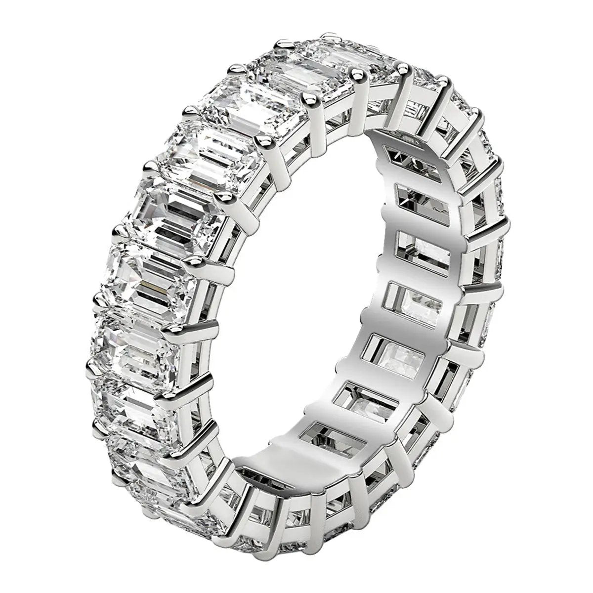 Emerald Cut Lab-Grown Diamond Eternity Ring in 14k White Gold, 4 ctw FG/VS2 by Bids.com on Tampa Home & Garden Store
