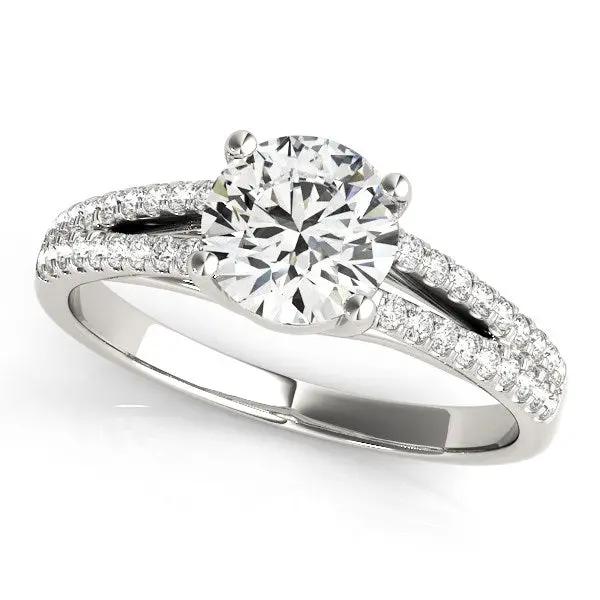 14k white gold split-shank round diamond engagement ring with pavé side diamonds, 1 1/8 cttw on Tampa Home & Garden Store