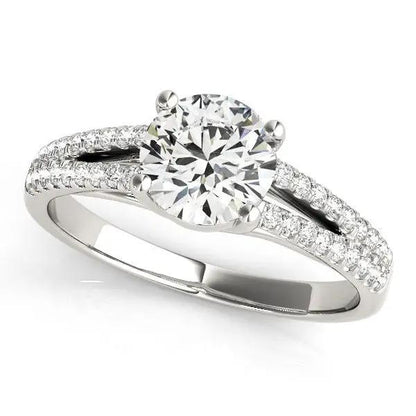 14k white gold split-shank round diamond engagement ring with pavé side diamonds, 1 1/8 cttw on Tampa Home & Garden Store