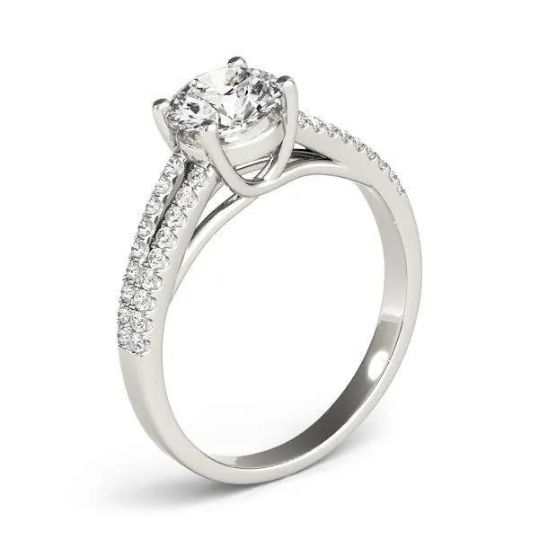 14k white gold split-shank round diamond engagement ring with 1 1/8 cttw diamond and pave band on Tampa Home & Garden Store