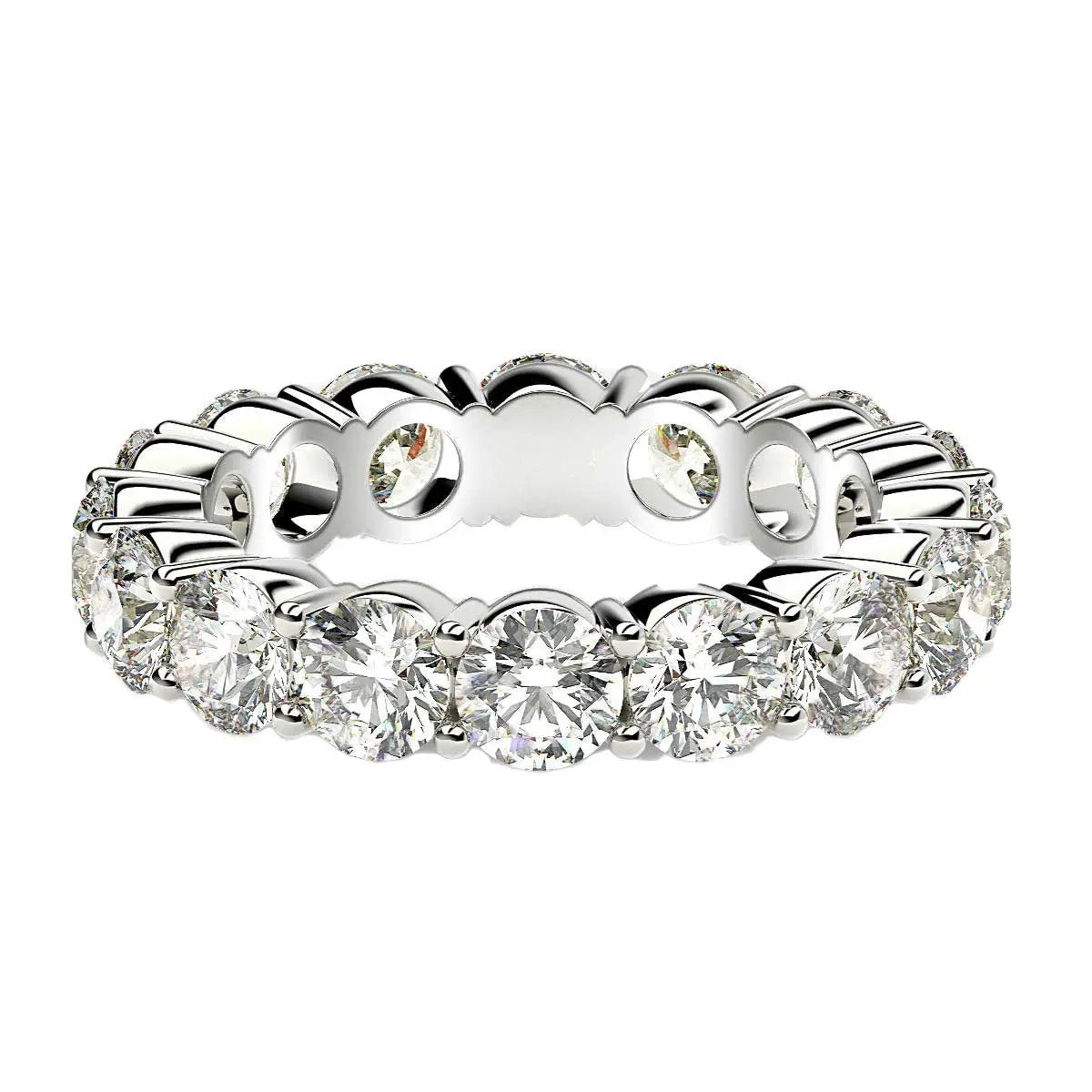 Round cut lab grown diamond eternity ring in 14k white gold, 4 cttw FG/VS2, by Bids.com on Tampa Home & Garden Store