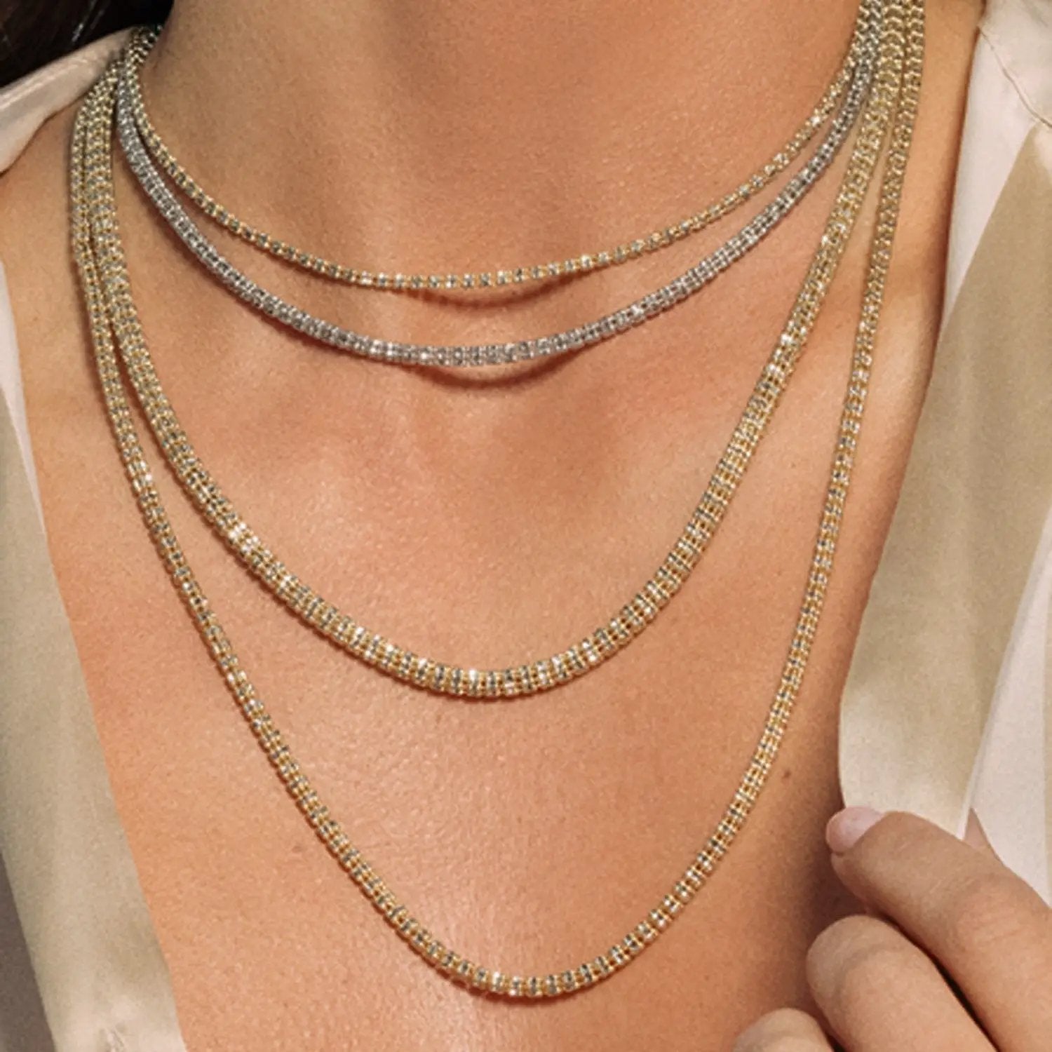 Ice Barrel Chain necklace in 14k yellow gold, 3.23 mm, layered gold chains on Tampa Home & Garden Store