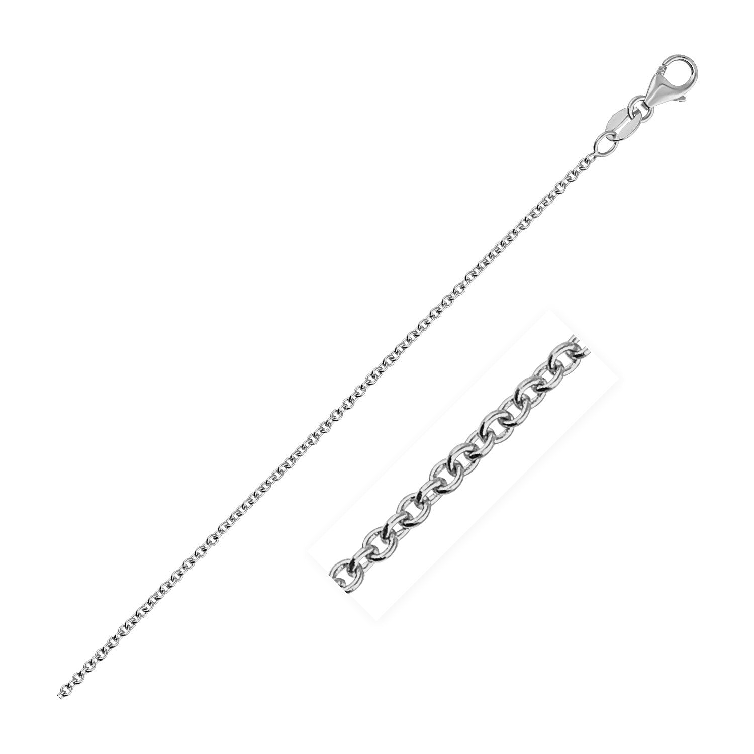 14k White Gold Round Cable Link Chain Necklace 1.3mm lobster clasp Bids.com on Tampa Home & Garden Store