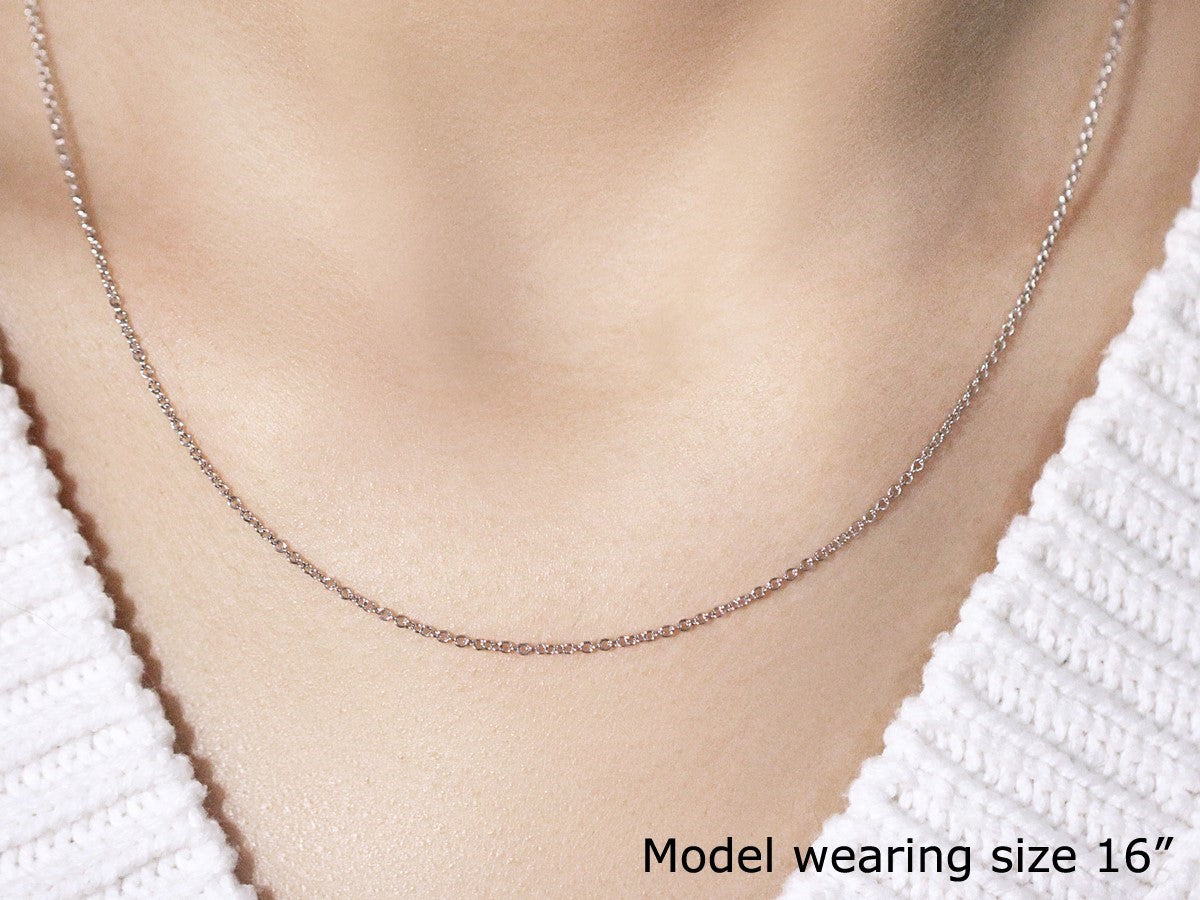 14k white gold round cable link chain necklace 1.3mm by Bids.com on Tampa Home & Garden Store