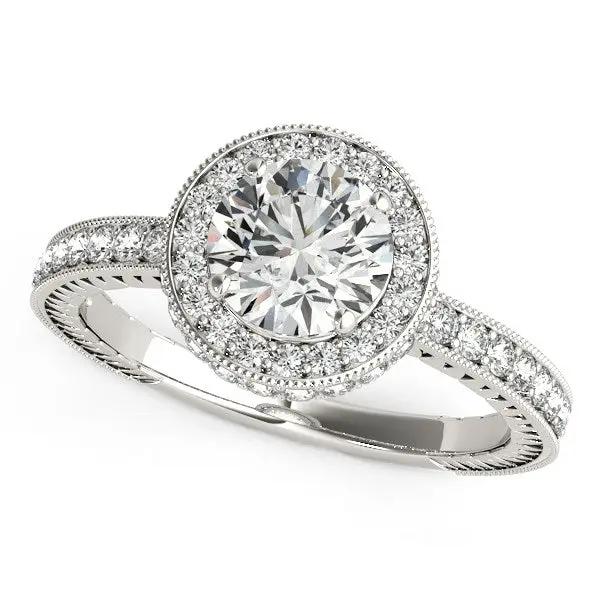 14k white gold milgrain halo diamond pave engagement ring 1 1/2 cttw by Bids.com on Tampa Home & Garden Store