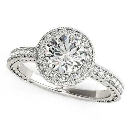 14k white gold milgrain halo diamond pave engagement ring 1 1/2 cttw by Bids.com on Tampa Home & Garden Store