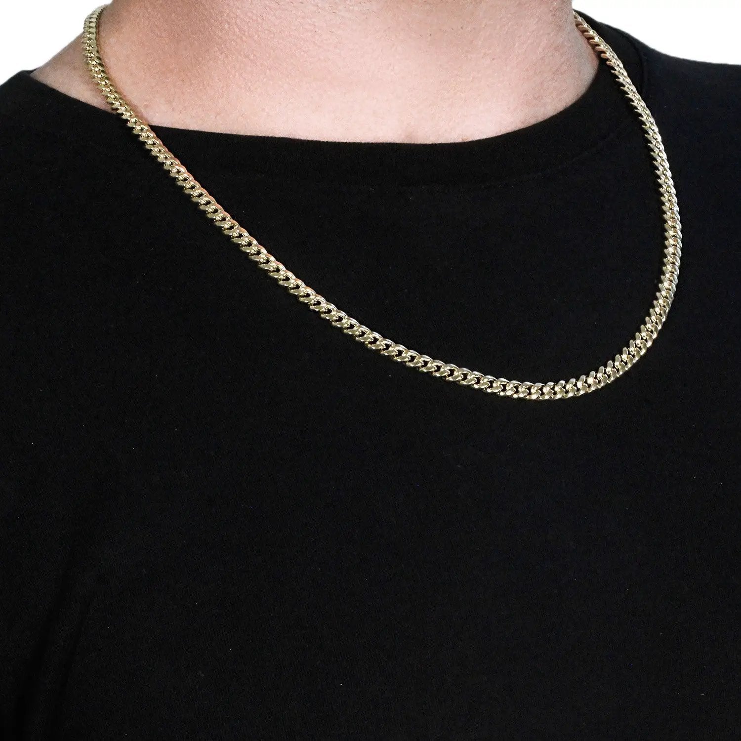 10k yellow gold semi solid Miami Cuban chain necklace, 5.00 mm, by Bids.com on Tampa Home & Garden Store