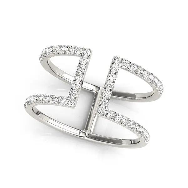 14k white gold dual-band diamond ring with open-square edges, 1/2 cttw, Bids.com on Tampa Home & Garden Store