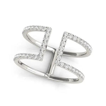 14k white gold dual-band diamond ring with open-square edges, 1/2 cttw, Bids.com on Tampa Home & Garden Store