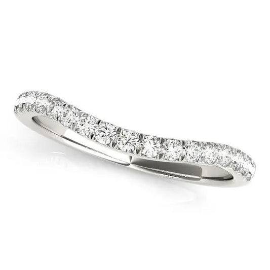 14k white gold pave curved wedding band with round diamonds by Bids.com on Tampa Home & Garden Store