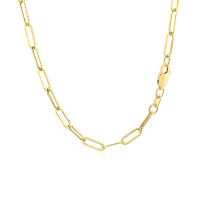 14K yellow gold wide paperclip chain necklace with 3.3mm links and lobster clasp on Tampa Home & Garden Store