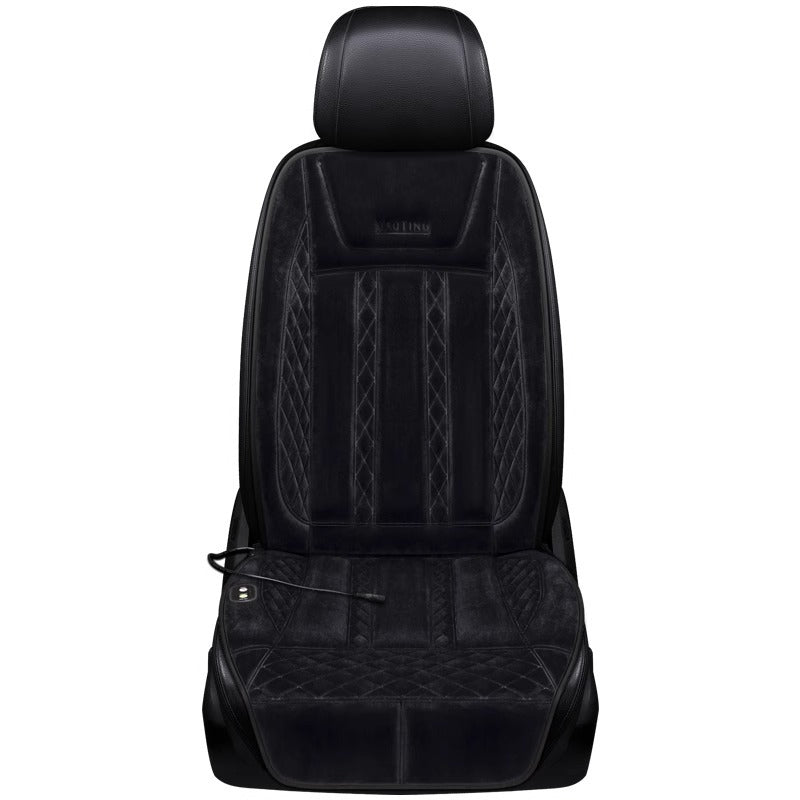 VIP Digital Presence black plush heated car seat cushion with diamond quilting 12V/24V on Tampa Home & Garden Store
