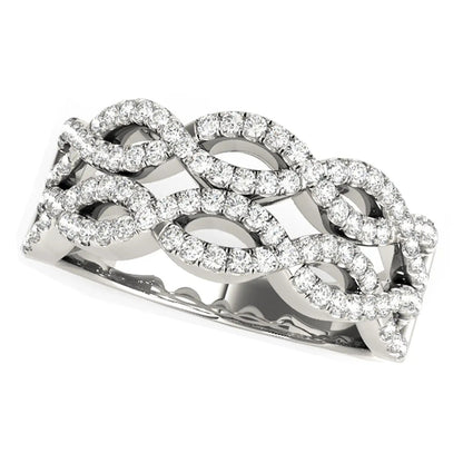 Diamond Studded Double Interlocking Waves Ring in 14k White Gold by Bids.com on Tampa Home & Garden Store
