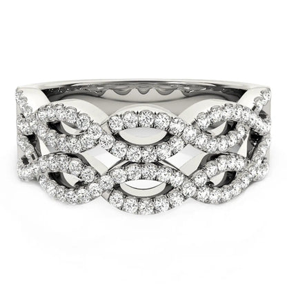 Diamond studded double interlocking waves ring, 14k white gold, 5/8 cttw diamonds, Bids.com on Tampa Home & Garden Store