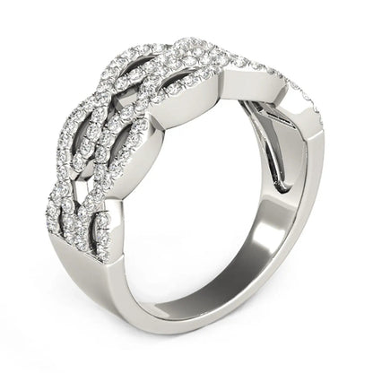Diamond studded double interlocking waves ring in 14k white gold, 5/8 cttw diamonds, Bids.com on Tampa Home & Garden Store