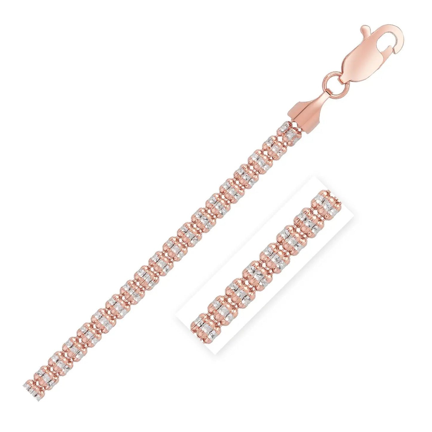 Ice Barrel Chain Necklace 14k Rose Gold 3.10 mm with clear stone accents by Bids.com on Tampa Home & Garden Store
