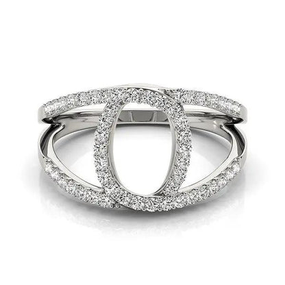 14k white gold diamond loop-style dual-band ring with pavé diamonds by Bids.com on Tampa Home & Garden Store