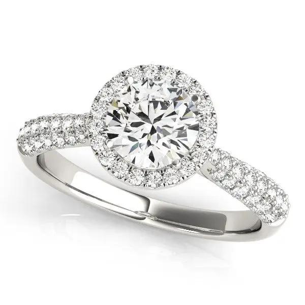 14k white gold halo engagement ring with pavé diamond band, 1 1/3 cttw center diamond on Tampa Home & Garden Store