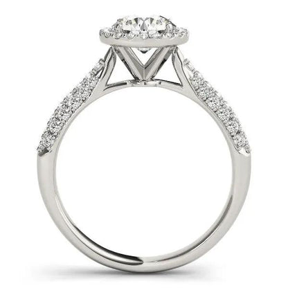 14k white gold halo diamond engagement ring with pavé band, cathedral setting, 1 1/3 cttw on Tampa Home & Garden Store