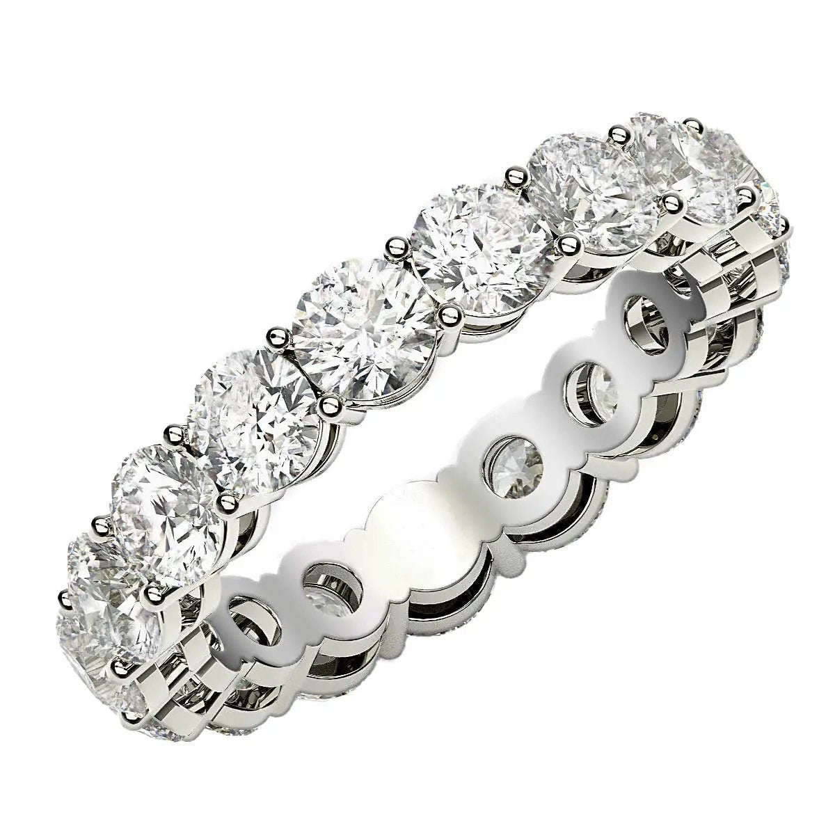 Round Cut Lab Grown Diamond Eternity Ring in 14k White Gold, five stones, 3 cttw FG/VS2 on Tampa Home & Garden Store