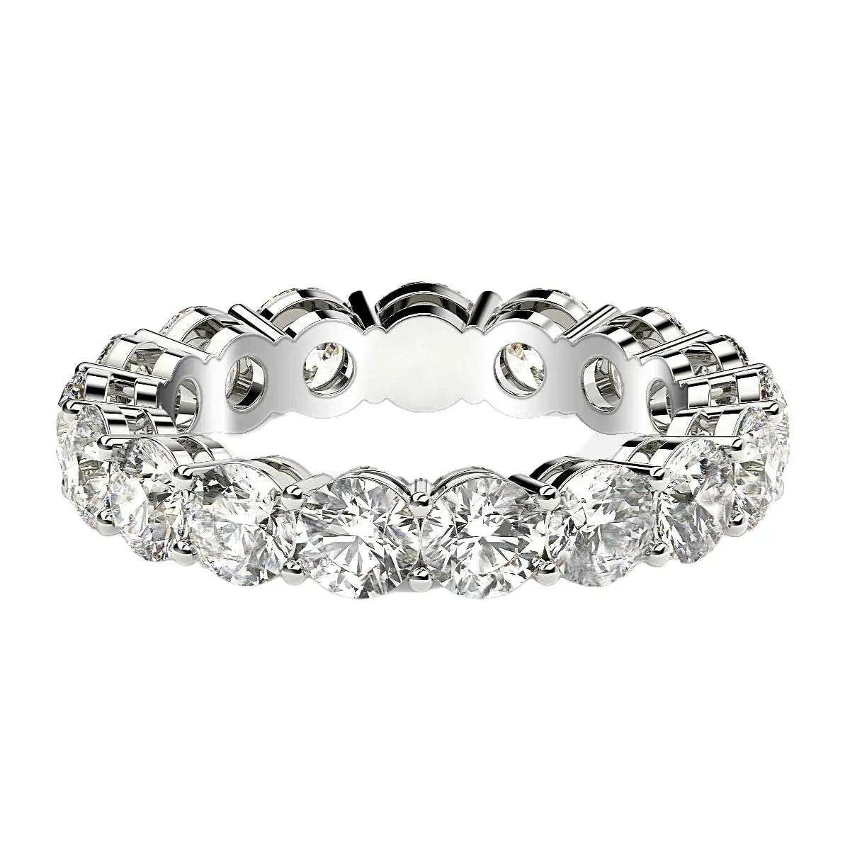 Round-cut lab-grown diamond eternity ring, 14k white gold, 3 cttw FG/VS2 on Tampa Home & Garden Store