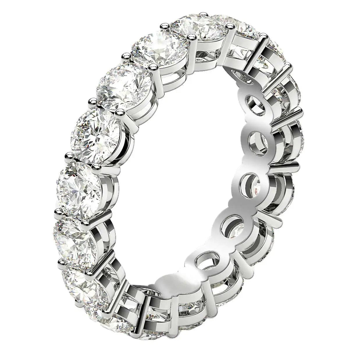 Round cut lab-grown diamond eternity ring in 14k white gold, 3 cttw FG/VS2 on Tampa Home & Garden Store