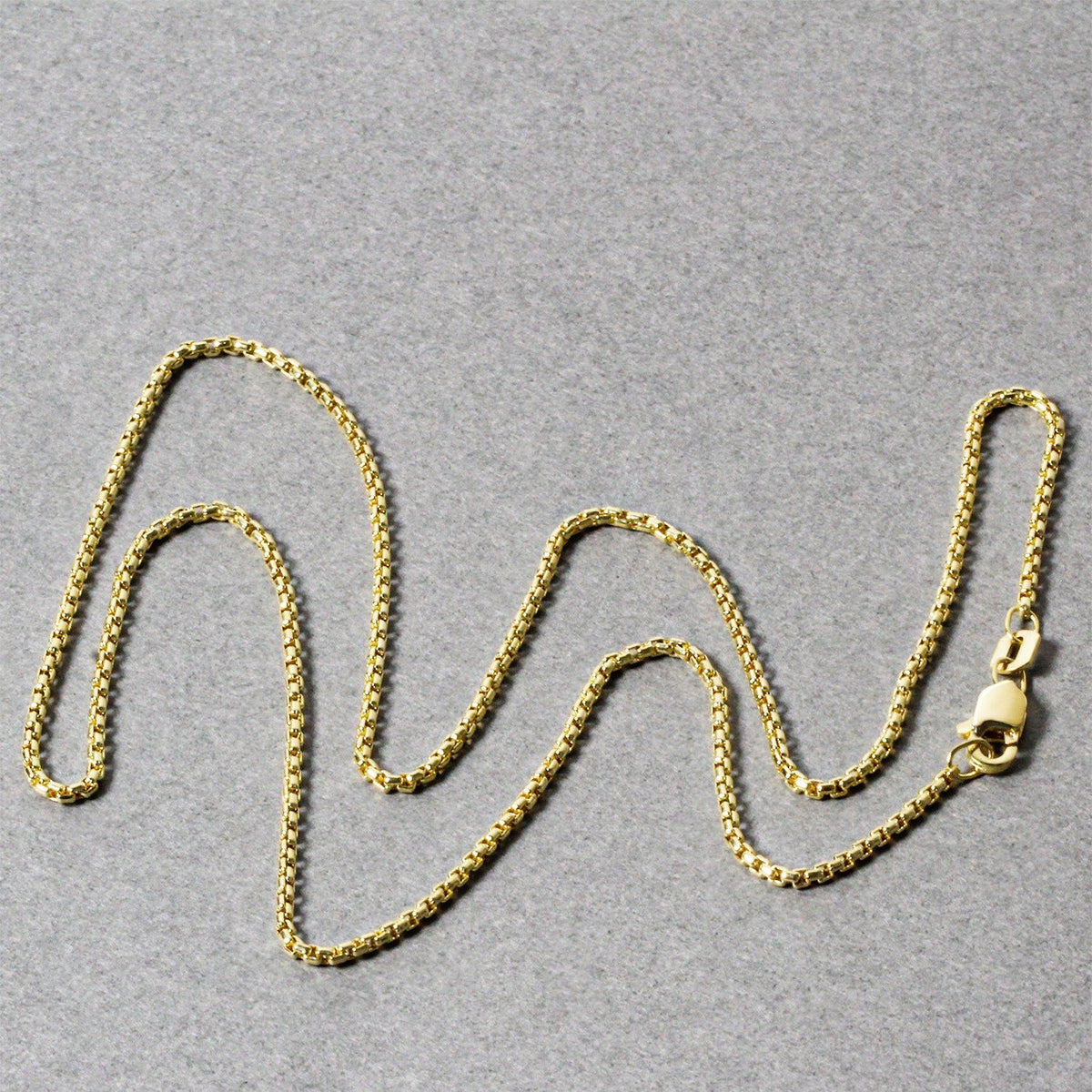 14k yellow gold round box chain necklace 1.35 mm with lobster clasp on Tampa Home & Garden Store