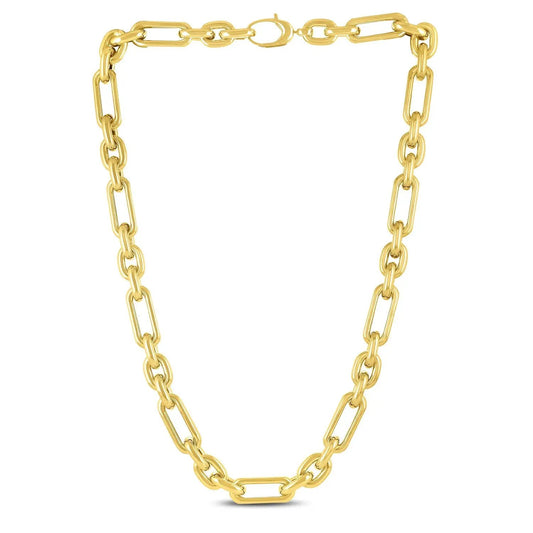 14k yellow gold Italian paperclip necklace by Bids with rectangular links on Tampa Home & Garden Store